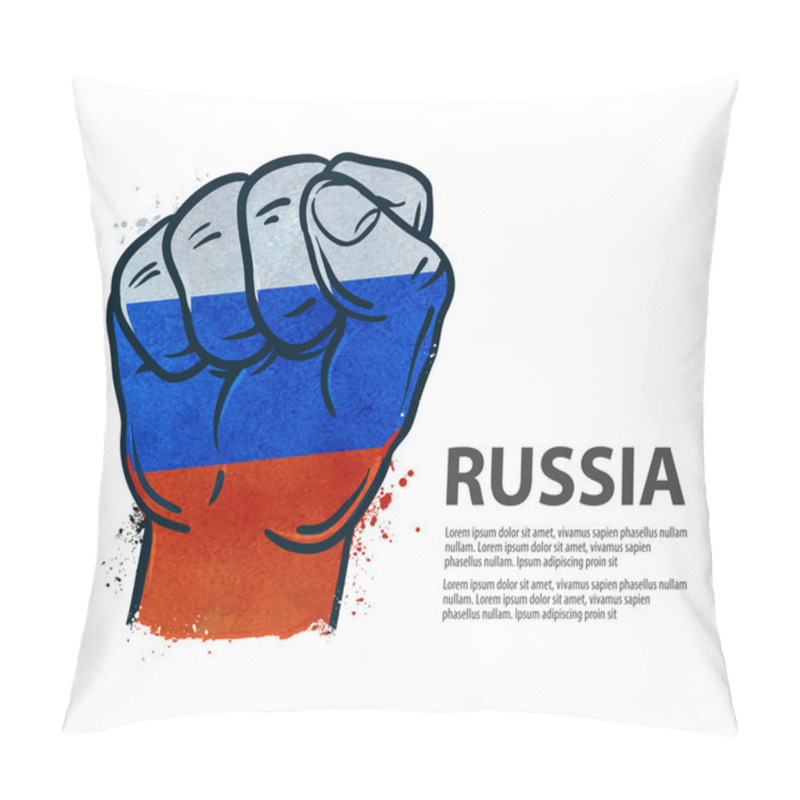 Personality  Fist.  Flag Russia, Moscow. Vector Illustration Pillow Covers