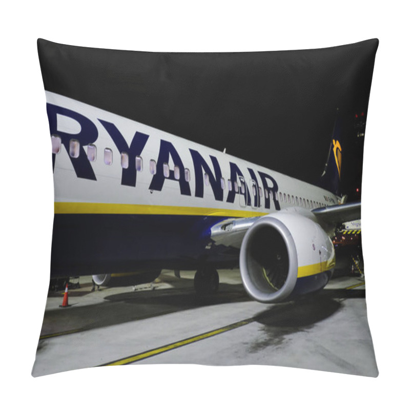 Personality  Airplanes Of Ryanairs Low Cost Company Sits On Tarmac In Brussels International Airport In Brussels, Belgium On Nov. 15, 2019 Pillow Covers