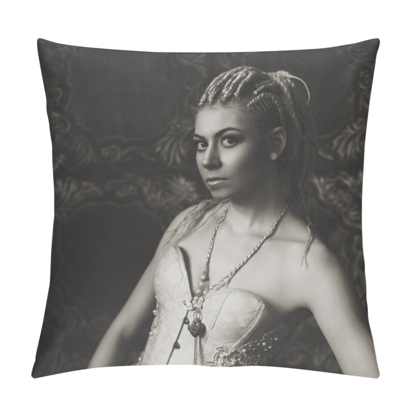 Personality  Freaky Young Female Model Wearing Corset Pillow Covers