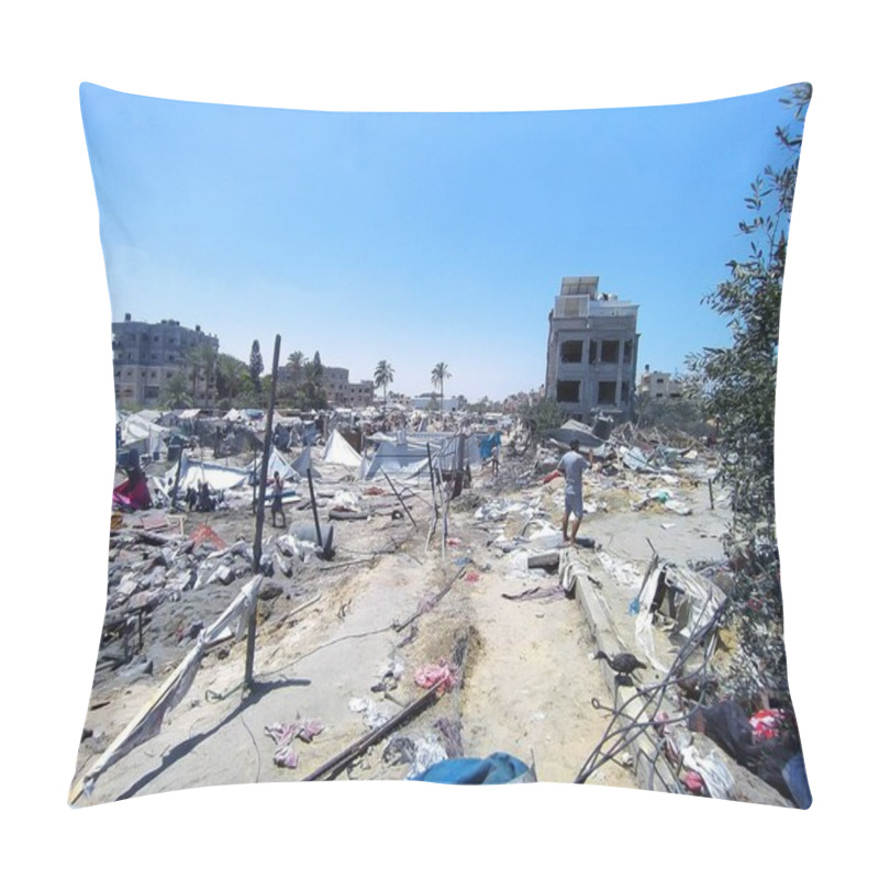 Personality  July 13, 2024, Khan Yunis, Gaza, Palestine: A Tragedy In Mawasi Khan Yunis Today (13) With Some Palestinians Wounded As They Were Targeted By The Israeli Army.  Pillow Covers