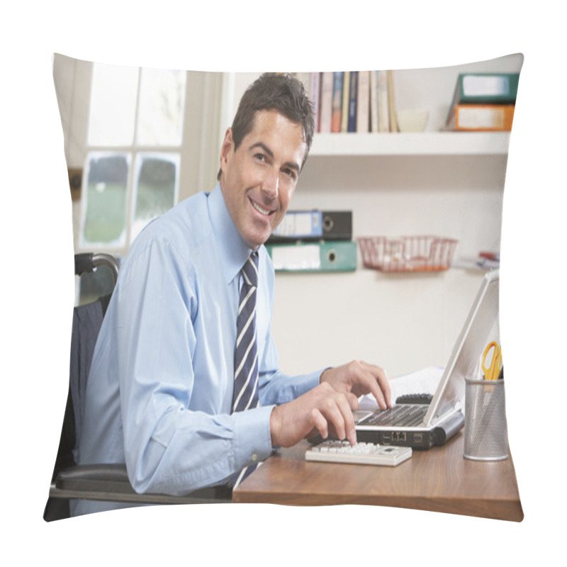 Personality  Man Working From Home Using Laptop Pillow Covers