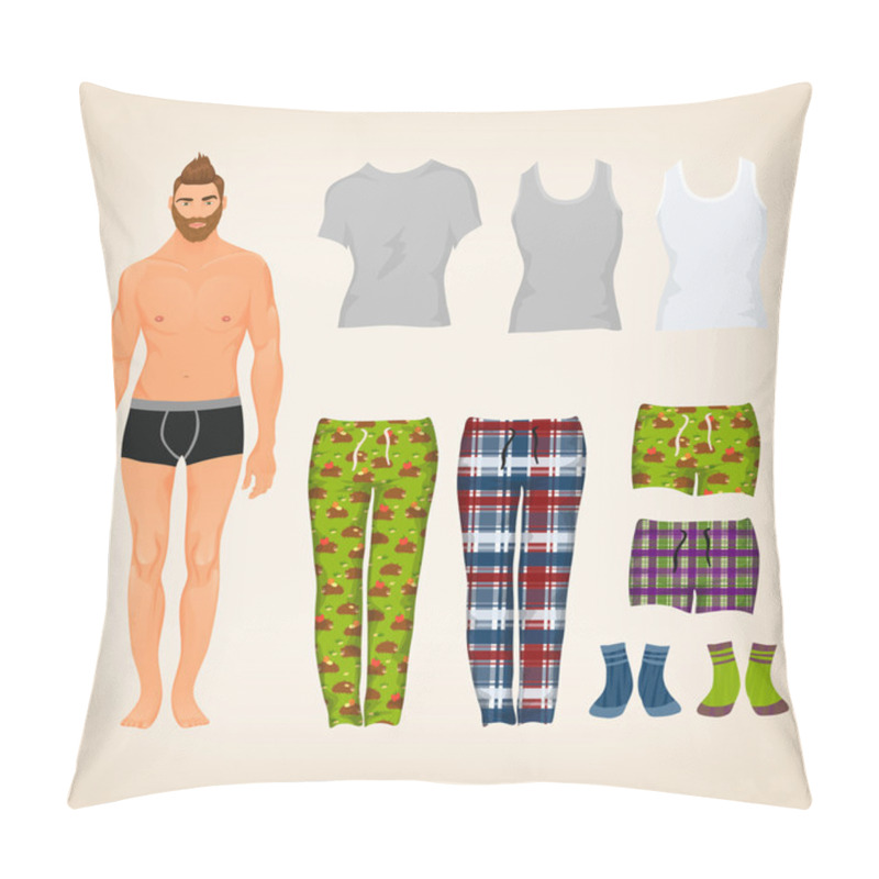 Personality  Dress Up Male Paper Doll Pillow Covers