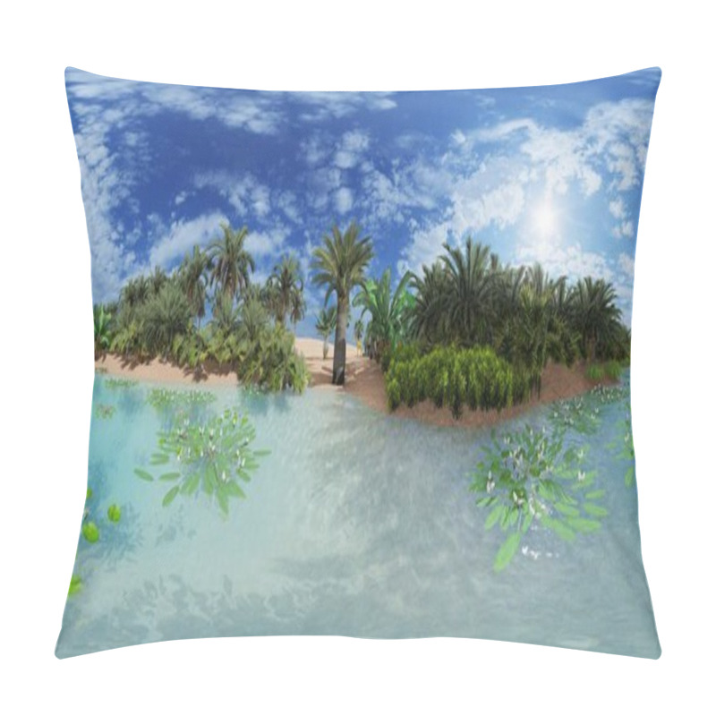 Personality  Palm Trees Near Oasis In Africa 3d Rendering Pillow Covers