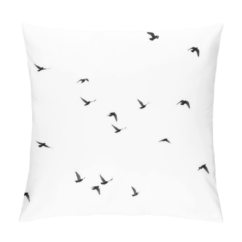 Personality  Flock Of Pigeons On A White Background Pillow Covers