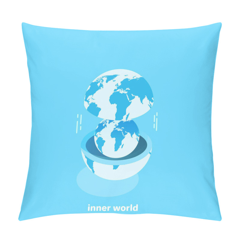 Personality  One Globe Inside Another, Isometric Image Pillow Covers