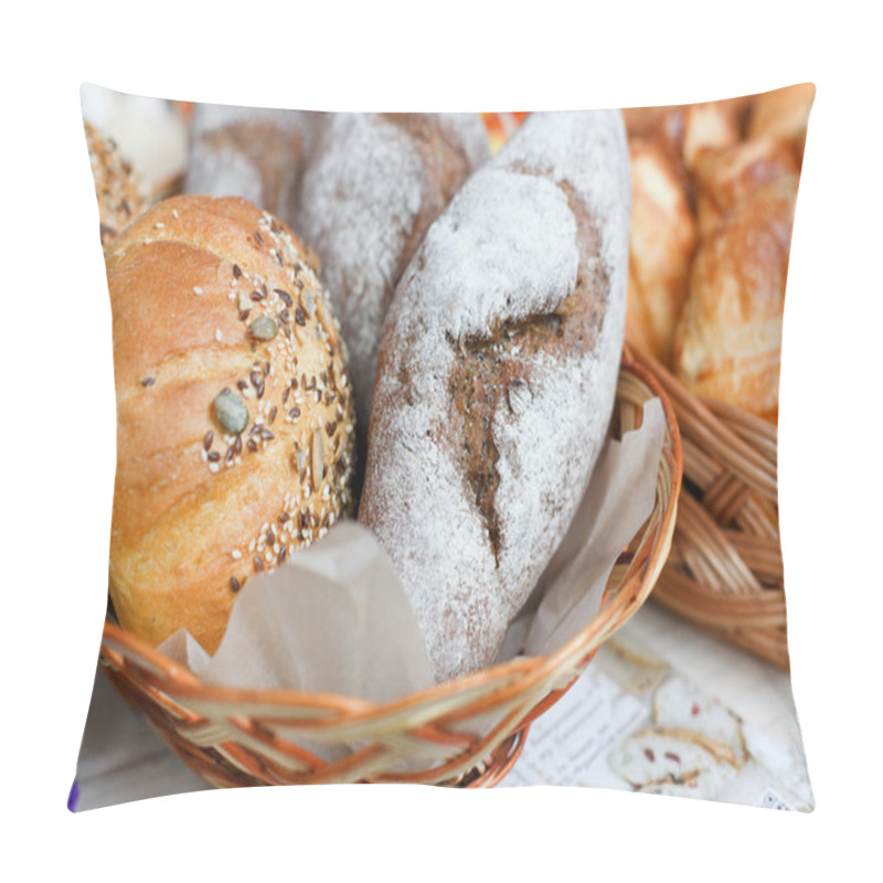 Personality  Fresh Homemade Bread Loafs In Basket Pillow Covers