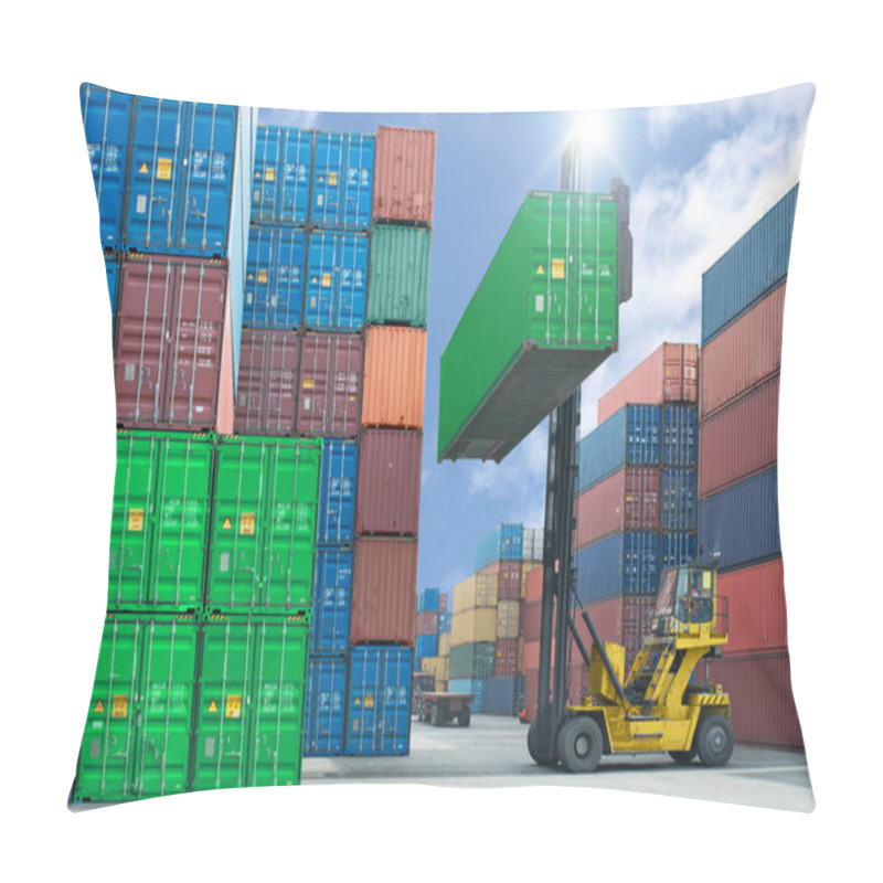 Personality  Forklift Handling Container Box Loading To Truck In Import Expor Pillow Covers