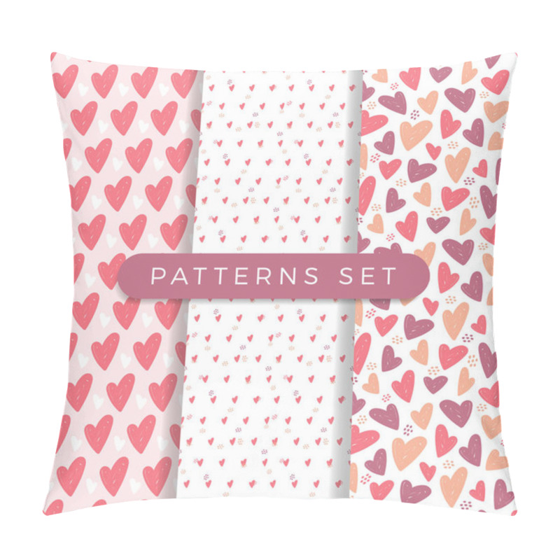 Personality  Heart Seamless Pattern Set. Vector Love Illustration. Valentine  Pillow Covers