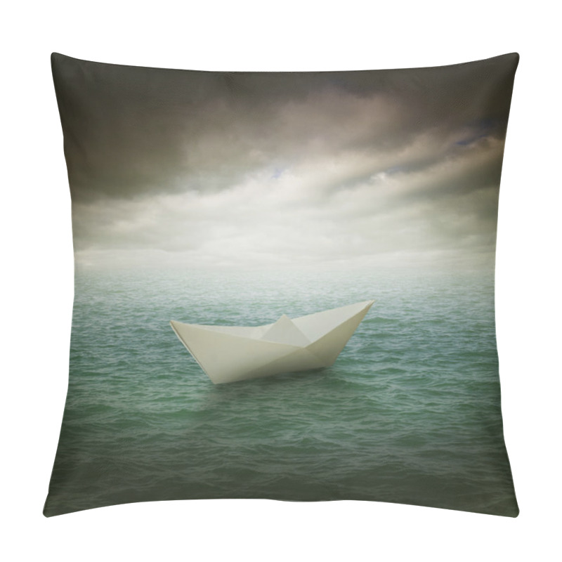 Personality  Paper Boat In The Stormy Ocean Pillow Covers