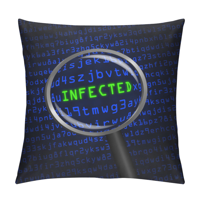 Personality  INFECTED Revealed In Computer Code Through A Magnifying Glass Pillow Covers