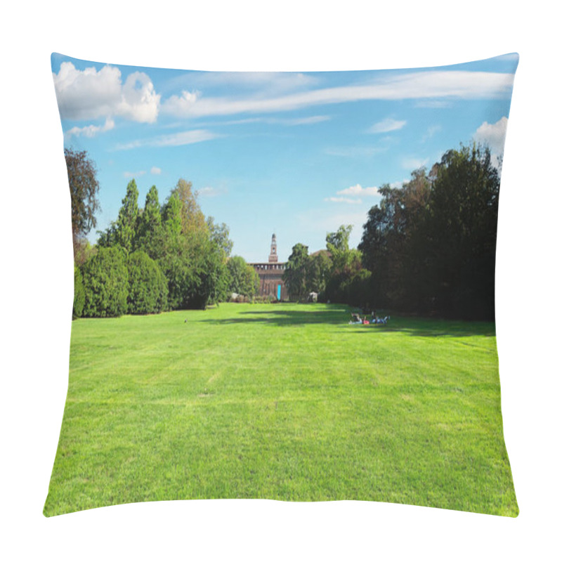 Personality  Large City Park In Milan, Italy. Sempione Park Near Sforzesco Castle. Pillow Covers