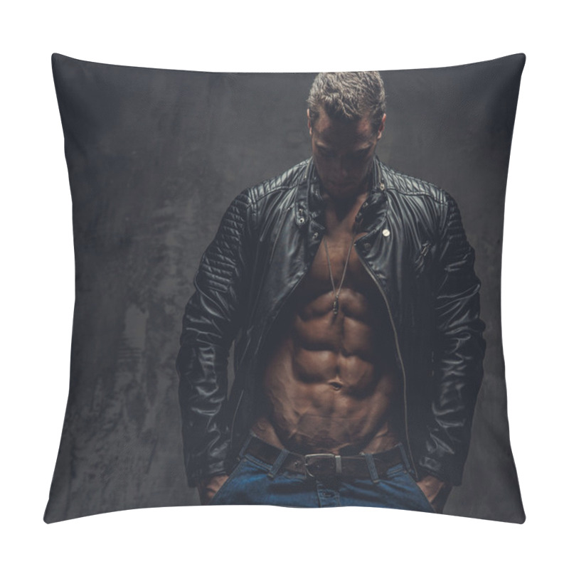 Personality  Casual Muscular Man In Studio Pillow Covers