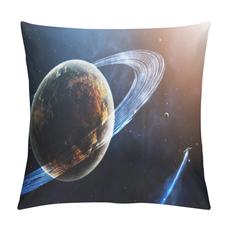 Personality  Space Scene. Blue And Orange Soft Nebula With Planet, Planetary  Pillow Covers