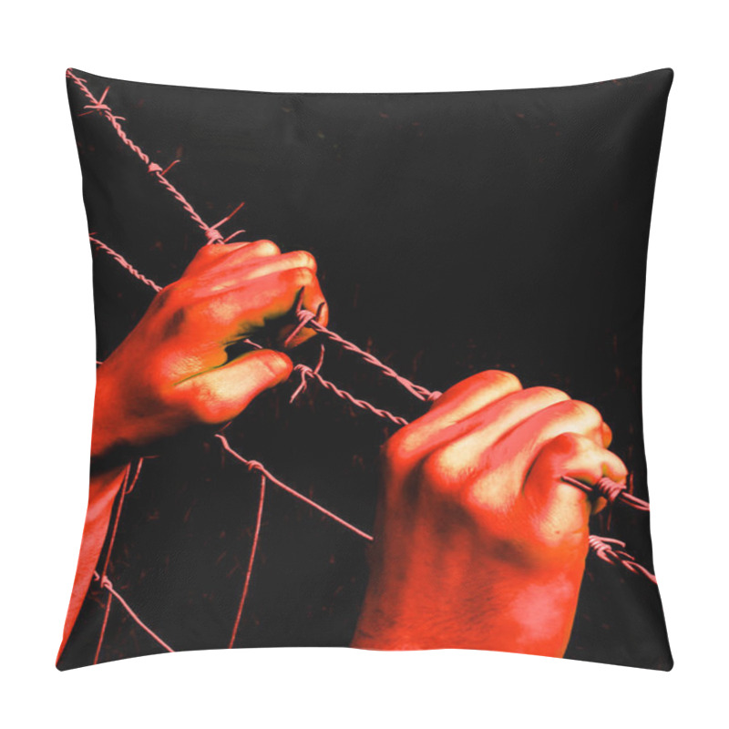 Personality  Artistic Bloody Hands Grasping Desperately Barbed Wire Pillow Covers