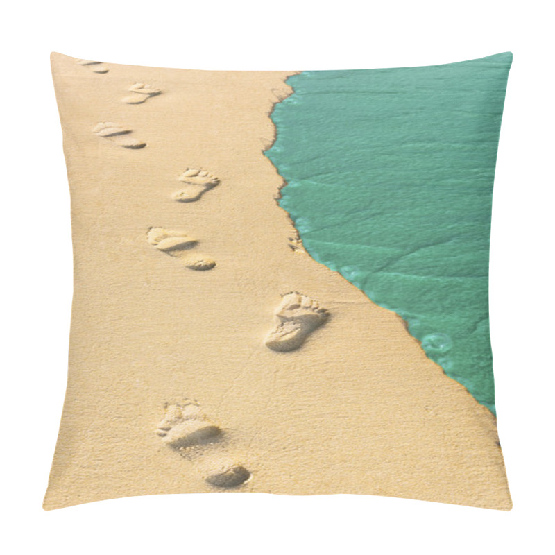 Personality  Foot Steps And Surf On Tropical Beach Pillow Covers