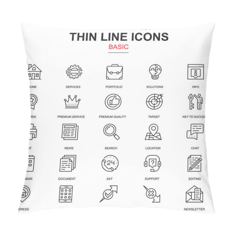 Personality  Thin Line Basic Icons Set For Website And Mobile Site And Apps. Contains Such Icons As Portfolio, Services, Target, Awards, Support. 48x48 Pixel Perfect. Linear Pictogram Pack. Vector Illustration. Pillow Covers