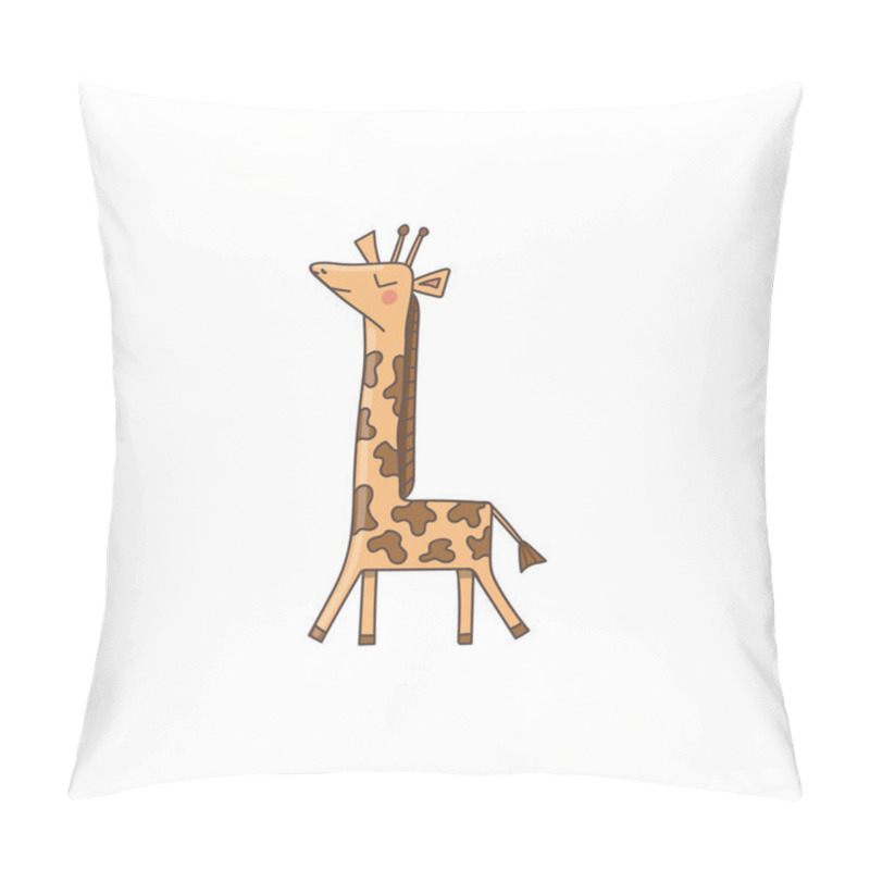 Personality  A Cartoon Vector Illustration Of A Cute Giraffe On White Pillow Covers