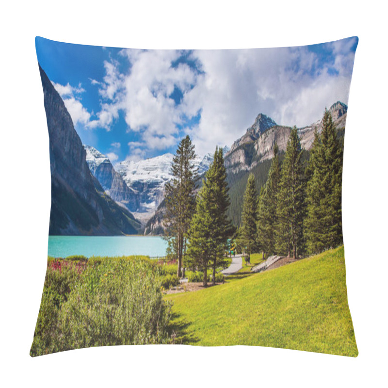 Personality   Glacial Lake Louise. Travel To The Rocky Mountains Of Canada. The Lake With Azure Water Is Surrounded By Mountains And Forests. The Concept Of Ecological, Active And Photo Tourism Pillow Covers