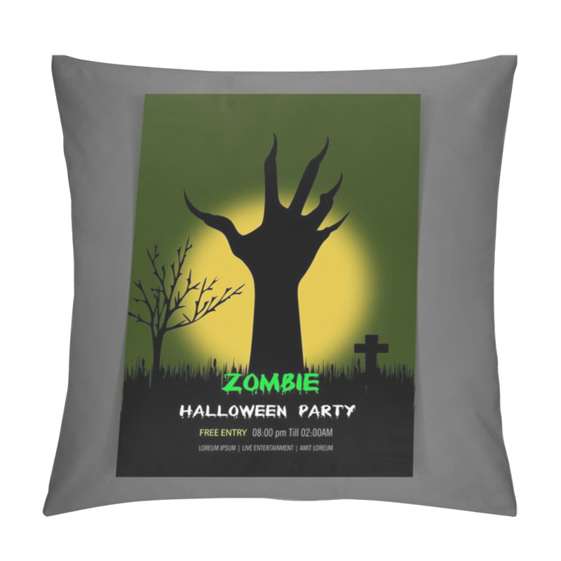 Personality  Happy Halloween Zombie Party Invitation Card Design Vector  Pillow Covers