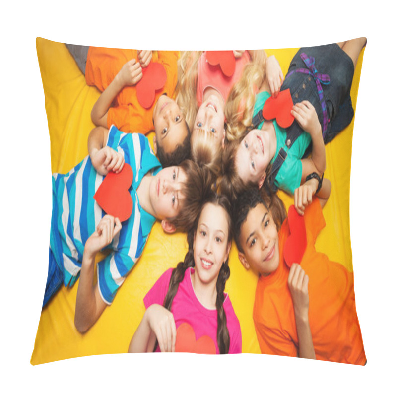 Personality  Group Of Kids Laying With Red Hearts Pillow Covers