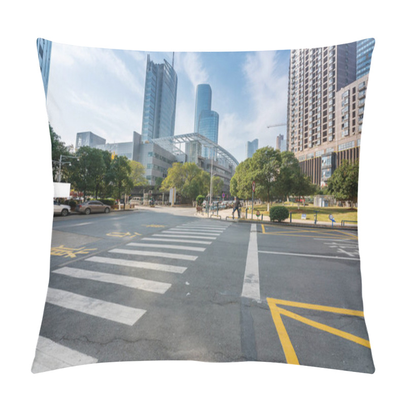 Personality  The Century Avenue Of Street Scene In Shanghai Lujiazui,China. Pillow Covers