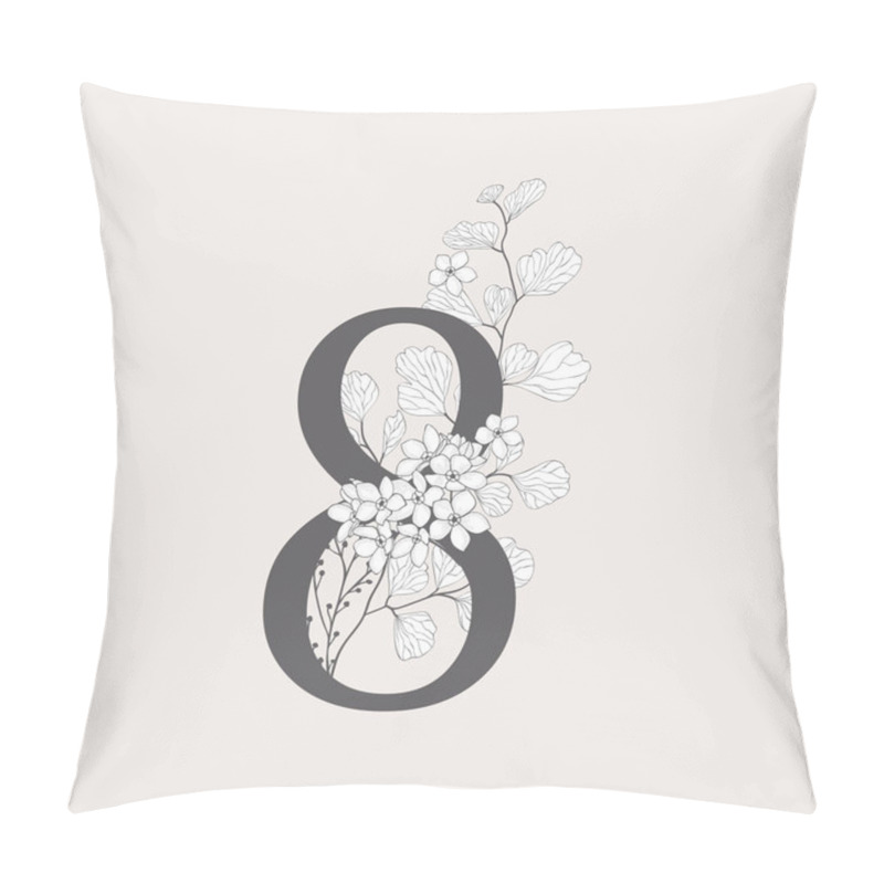 Personality  Vector Blooming Floral Number 8 Monogram And Logo Pillow Covers