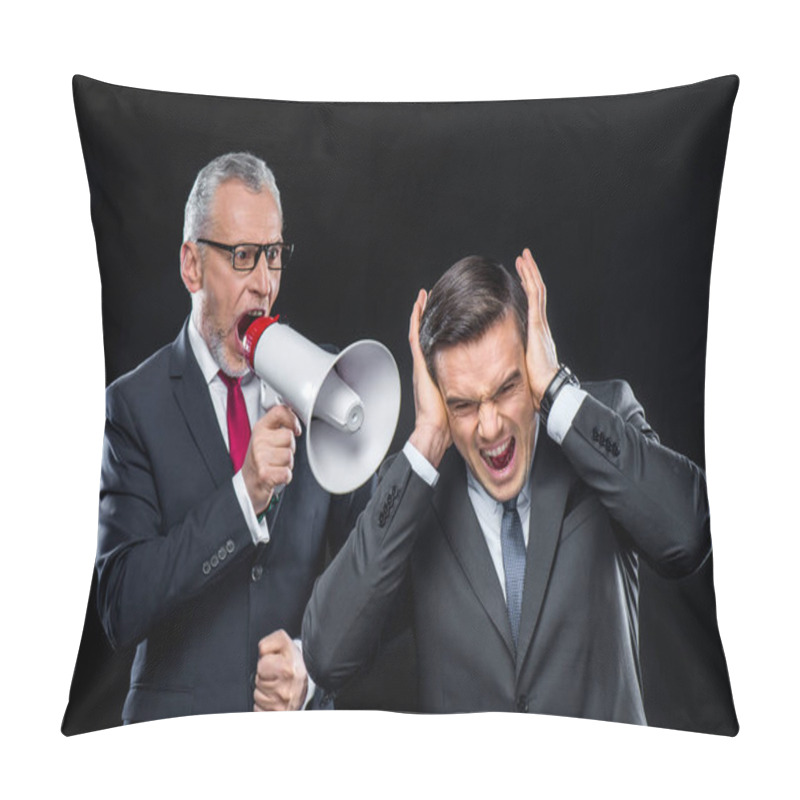 Personality  Mature Businessman With Loudspeaker Pillow Covers