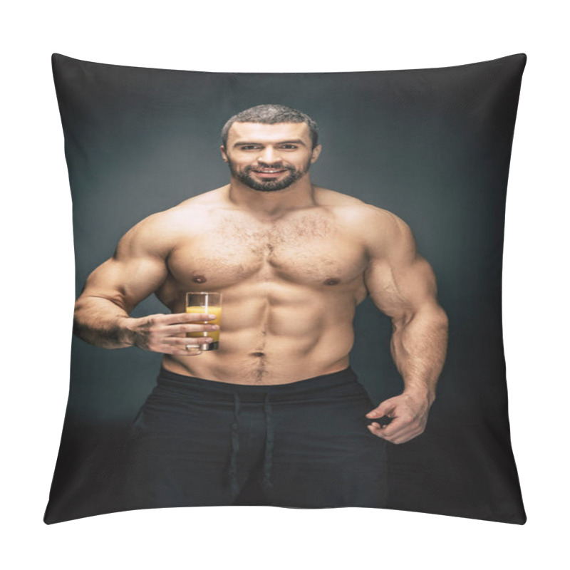 Personality  Athletic Man With Glass Of Juice Pillow Covers