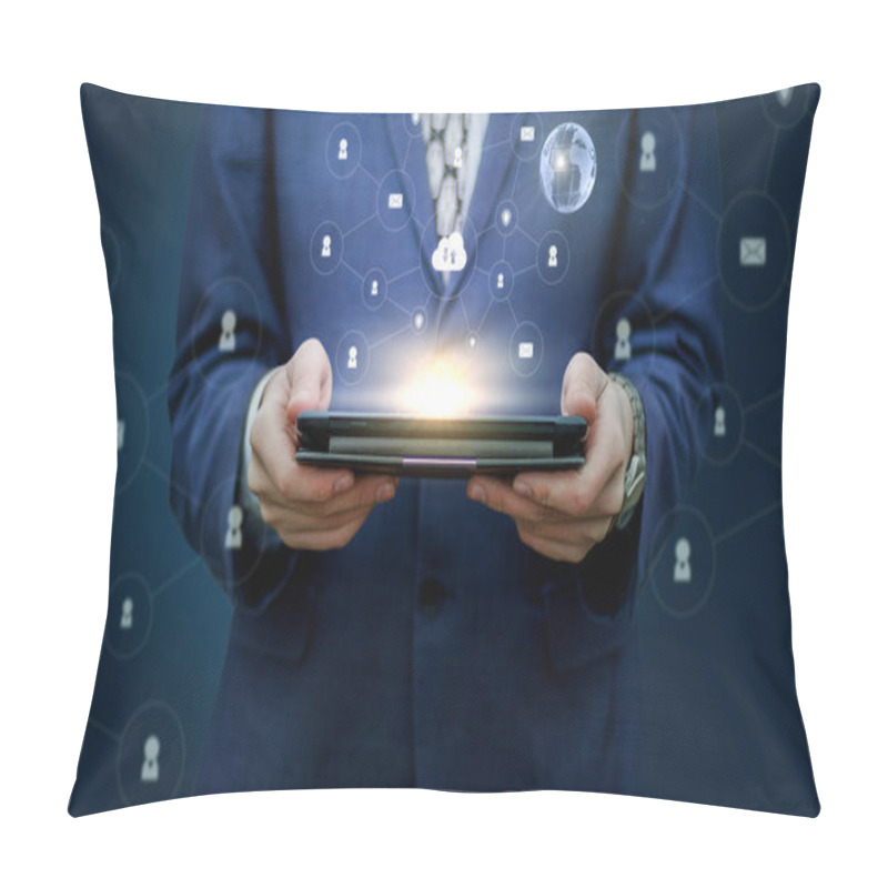 Personality  Interface Data Load To The Cloud To Mobile Computer. Pillow Covers