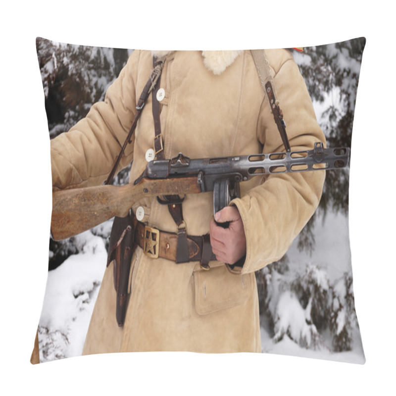 Personality  Defender Of Stalingrad In A Winter Form Pillow Covers