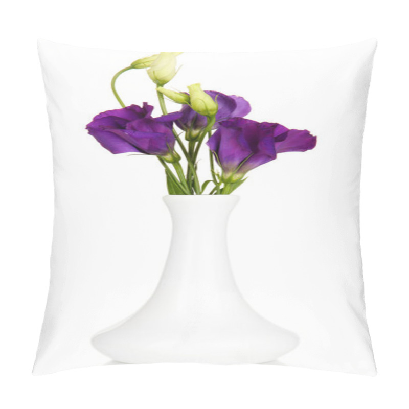 Personality  Bouquet Of Eustoma Flowers In Vase Isolated On White Pillow Covers