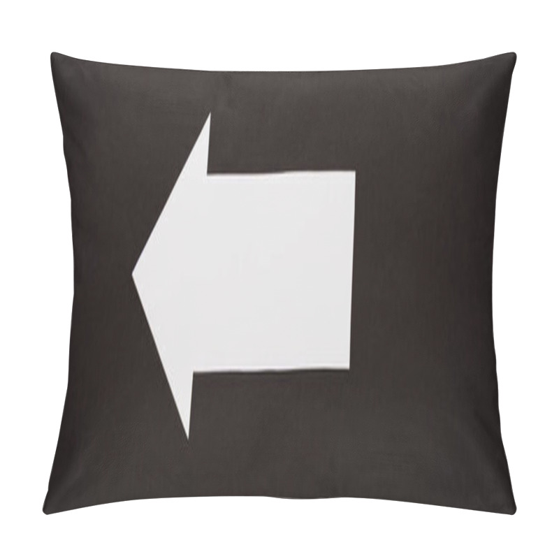 Personality  Panoramic Shot Of Directional Arrow Isolated On Black  Pillow Covers