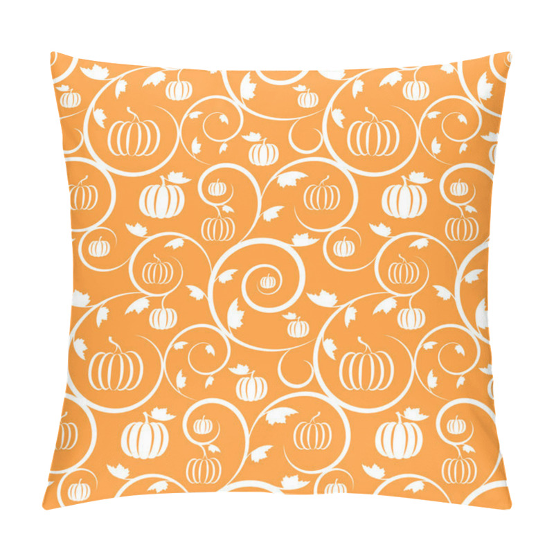 Personality  Orange Seamless Pattern With Pumpkin, Leaves And Swirls Pillow Covers