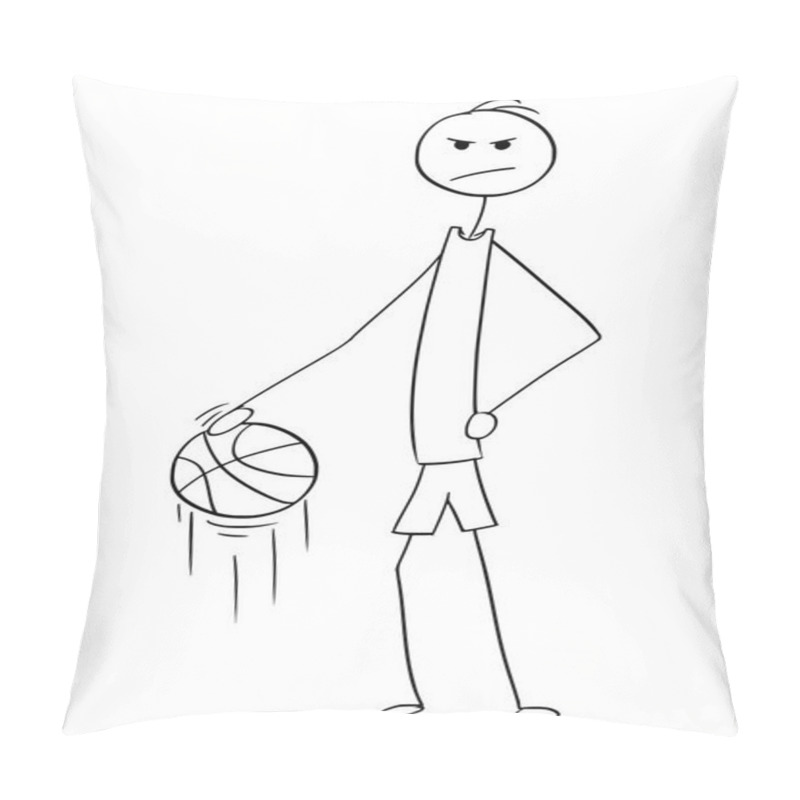 Personality  Vector Cartoon Of Tall Basketball Player Posing And Dribbling Wi Pillow Covers