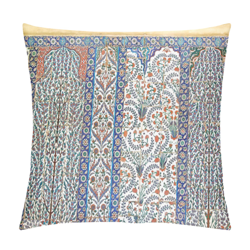 Personality  30.12.2009 ISTANBUL TURKEY.Floral Patterned Tile From Blue Mosque,ancient Ottoman Era. Pillow Covers