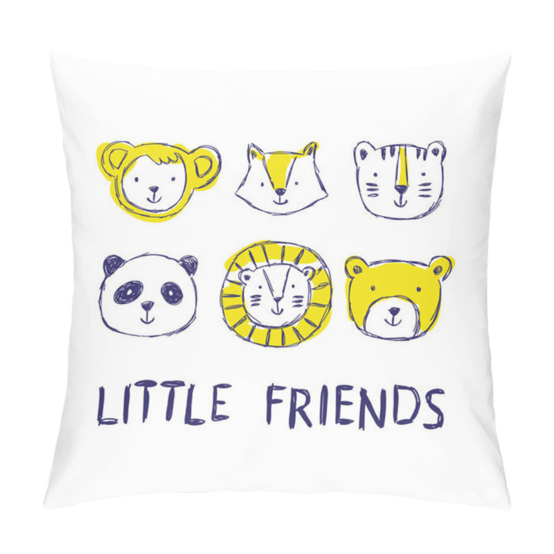 Personality  Childish Set Of Illustrations With Cute Animals Pillow Covers