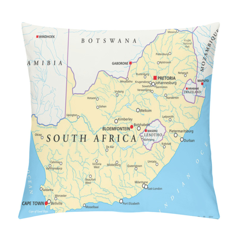 Personality  South Africa Political Map Pillow Covers