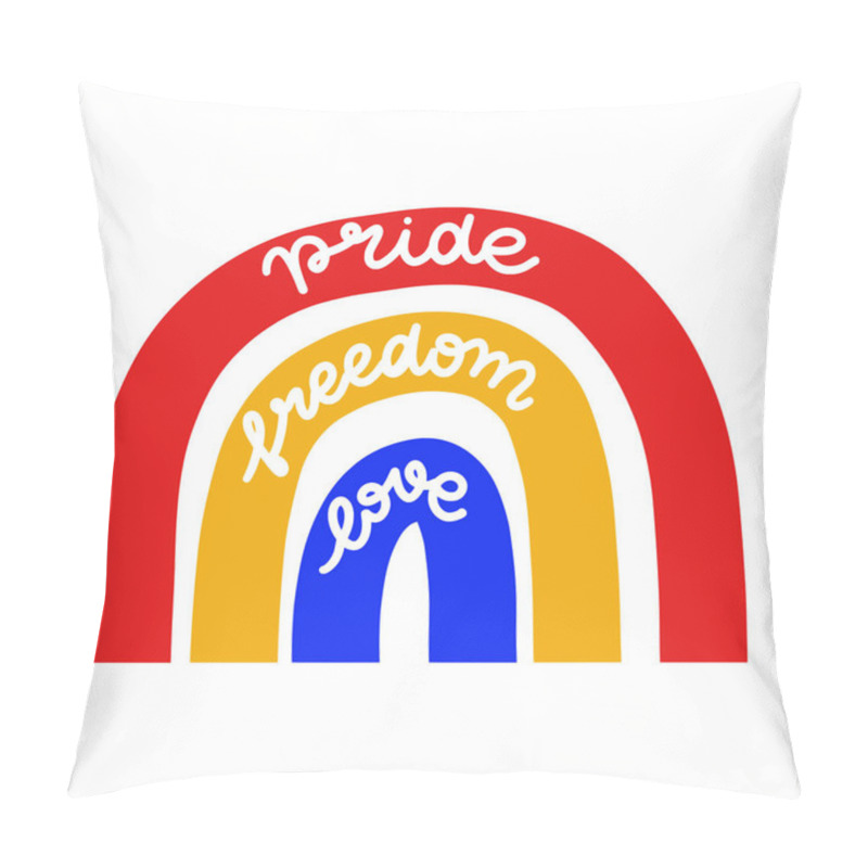 Personality  The Slogan Is Pride, Freedom, Love. Rainbow Symbol. Lettering Pillow Covers