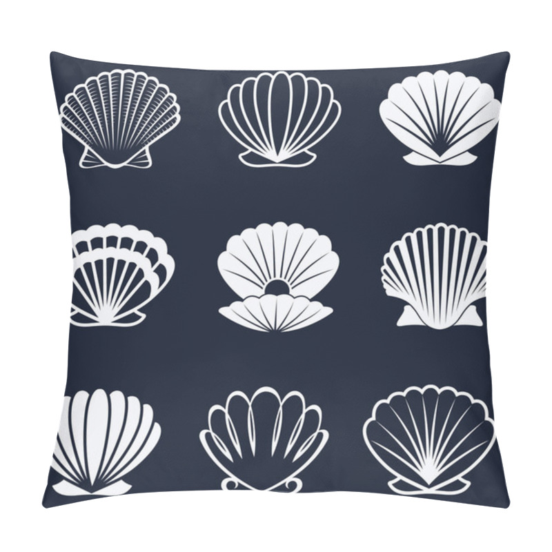 Personality  Collection Of Various Seashells Isolated On Dark Background Pillow Covers