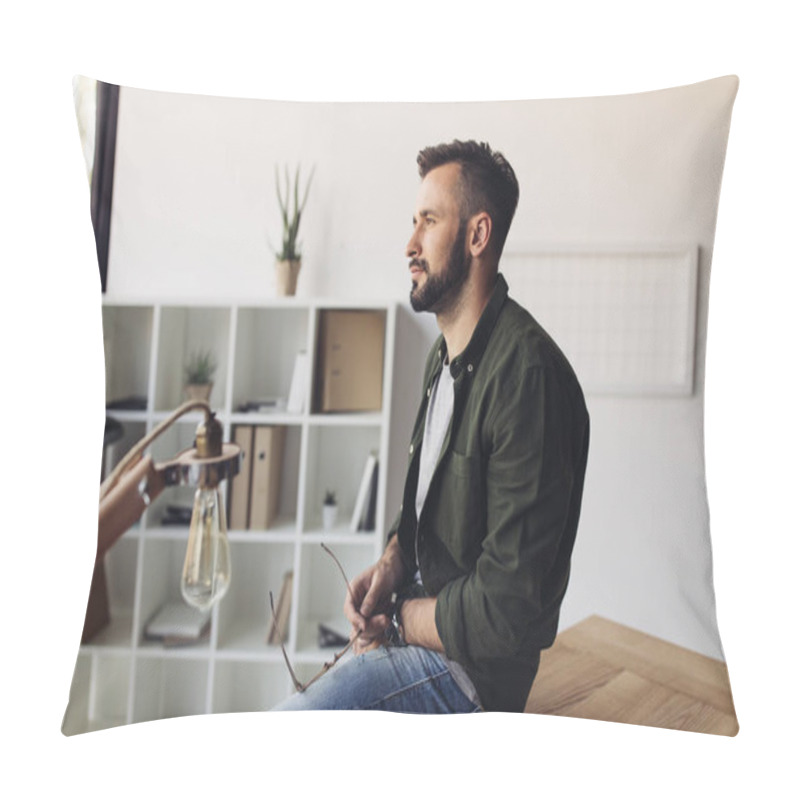 Personality  Handsome Bearded Man  Pillow Covers