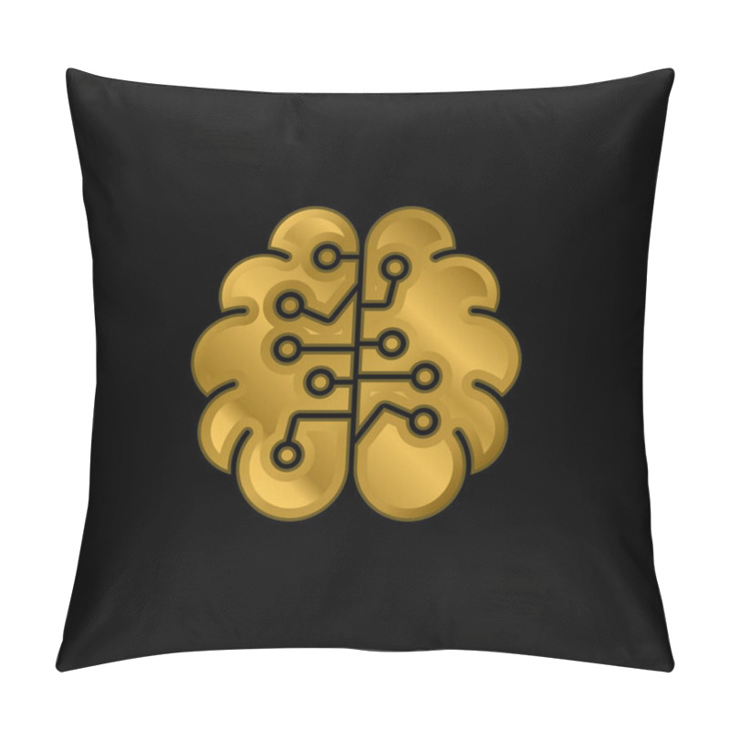 Personality  Artificial Intelligence Gold Plated Metalic Icon Or Logo Vector Pillow Covers