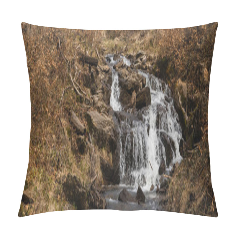 Personality  Mountain Creek In Forest In Autumn, Banner  Pillow Covers