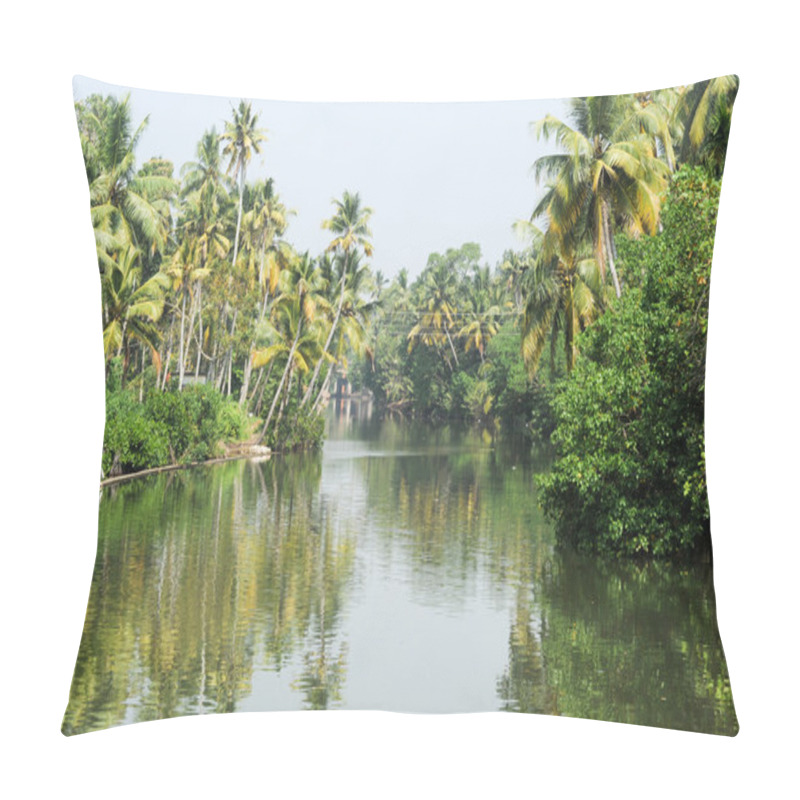 Personality  River On The Backwaters The Way From Kollam To Alleppey Pillow Covers