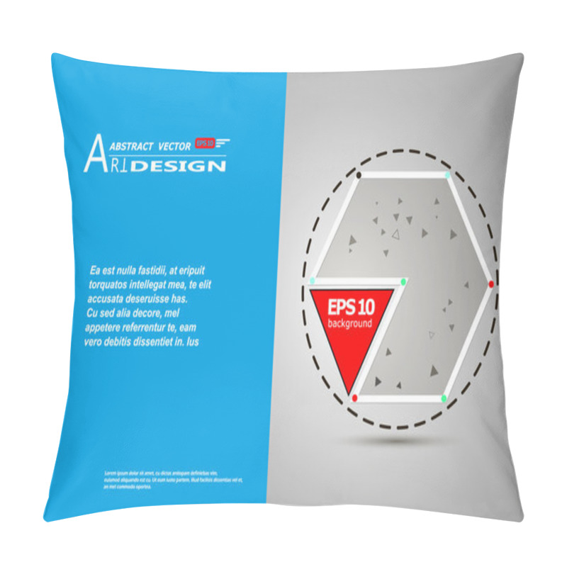 Personality  Abstract Composition, Text Frame Surface, White, Blue Title Sheet, A4 Brochure Issue, Creative Figure, Red Triangle Contour Icon, Hexagon Logo Construction, Banner Form Texture, Flyer Fiber, EPS10 Pillow Covers