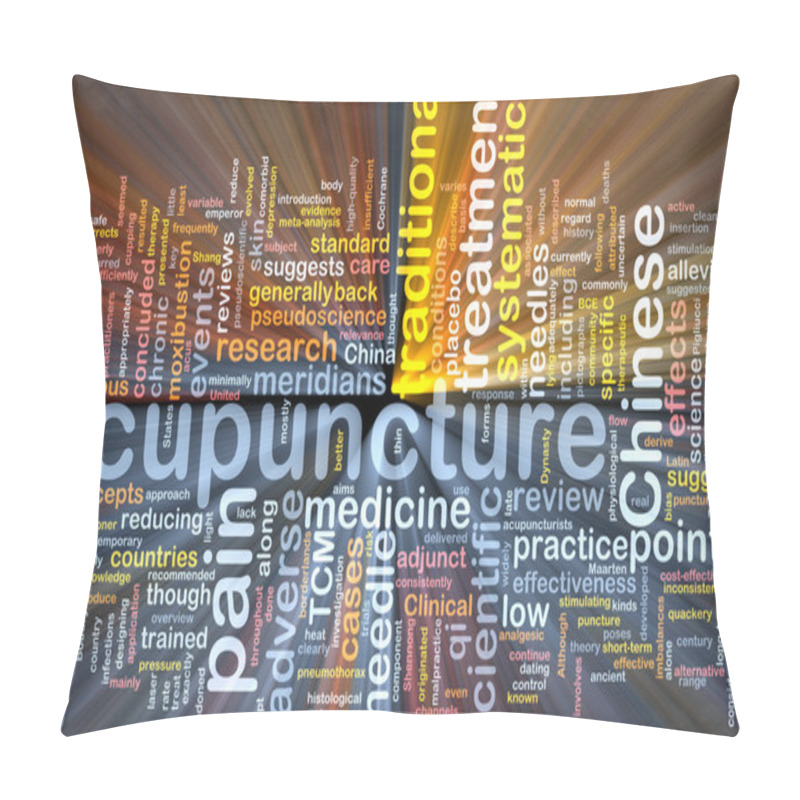 Personality  Acupuncture Wordcloud Concept Illustration Glowing Pillow Covers