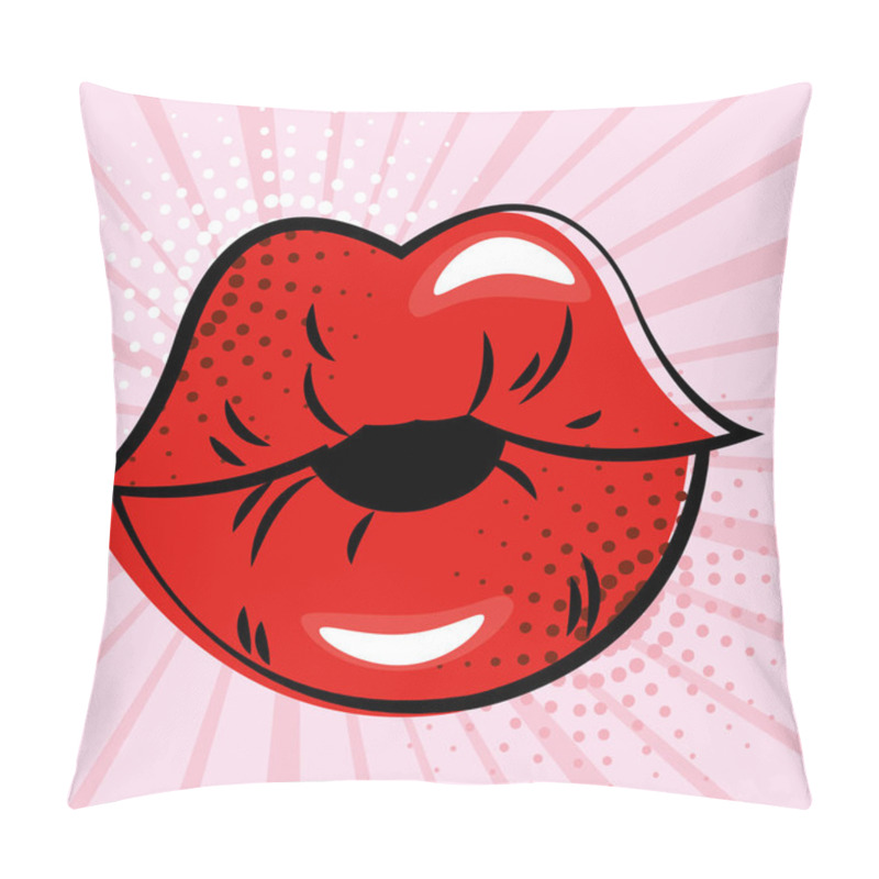 Personality  Isolated Sensual Lips On A Comic Page Vector Illustration Pillow Covers