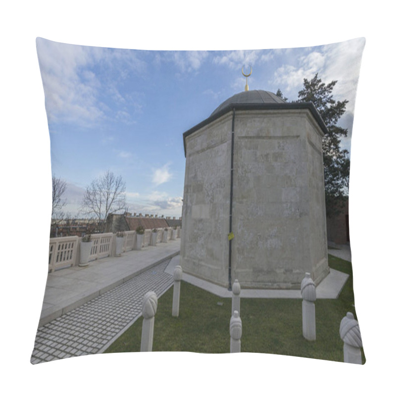 Personality  Tomb Of Gul Baba A Mausoleum In Budapest, Hungary On A Winter Day. Pillow Covers