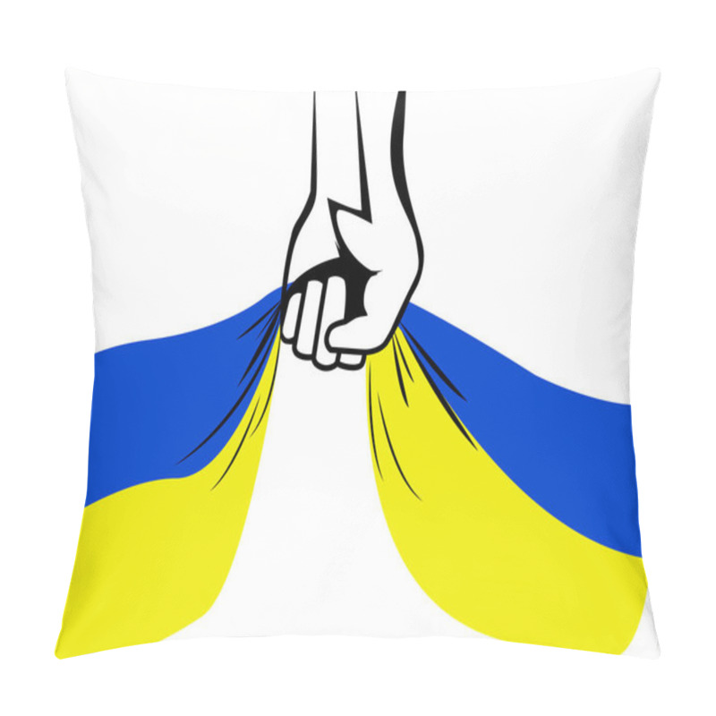 Personality  Illustration Of Person Holding Ukrainian Flag In Hand Isolated On White Pillow Covers