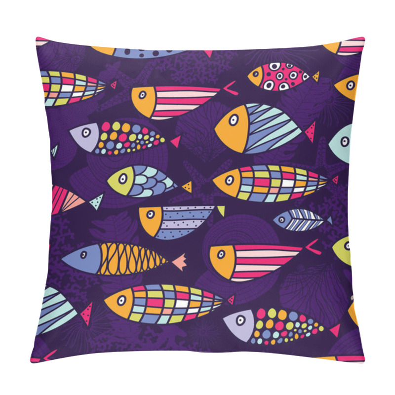 Personality  Cute Fish.  Kids Background. Seamless Pattern. Pillow Covers