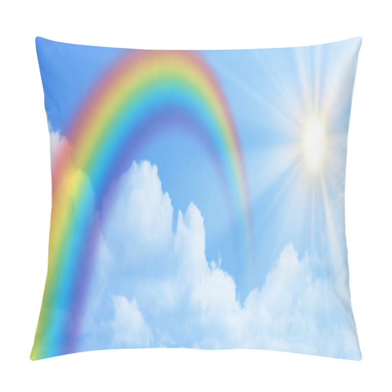 Personality  Rainbow On The Blue Sky Banner Pillow Covers